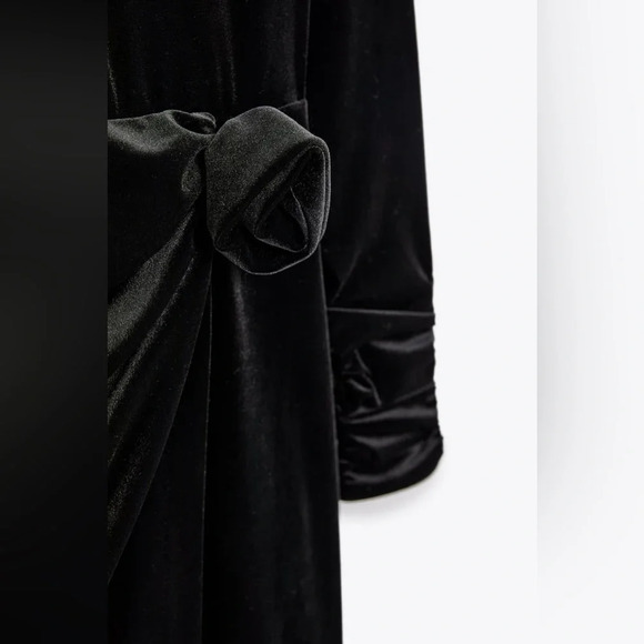 ZARA DRAPED VELVET DRESS WITH FLOWER - Picture 5 of 8